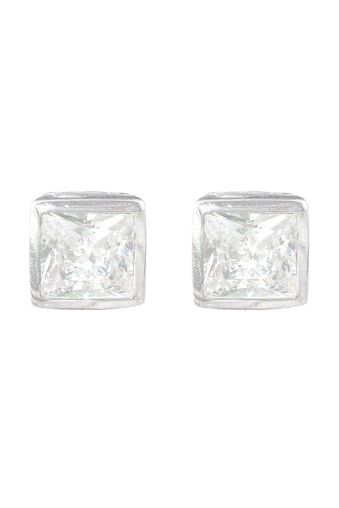 9mm Square CZ Post Earrings - SF