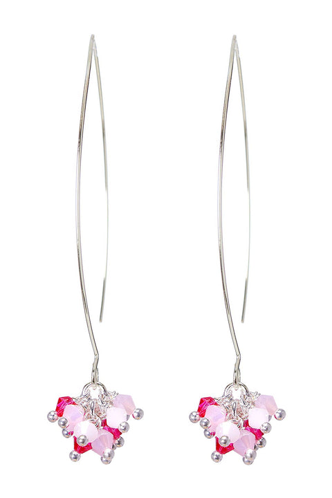 Pink Austrian Crystal Dangle Earrings - SF