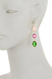 Emerald Crystal & Mixed Crystal Drop Earrings - GF