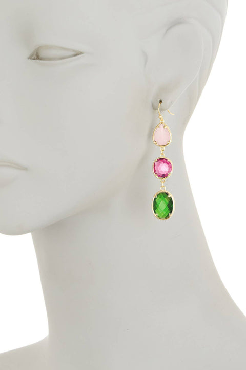 Emerald Crystal & Mixed Crystal Drop Earrings - GF