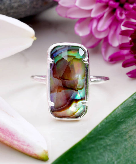 Abalone Quartz Rectangle Ring - SF