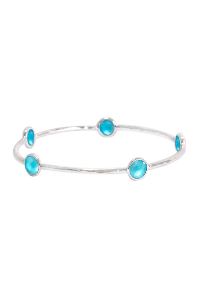 Blue Mother Of Pearl Quartz Bangle Bracelet - SF