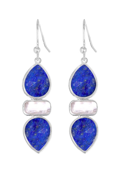 Lapis With Pearl Drop Earrings - SF