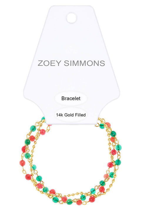 Green Agate & Red Agate Christmas Bracelet - GF