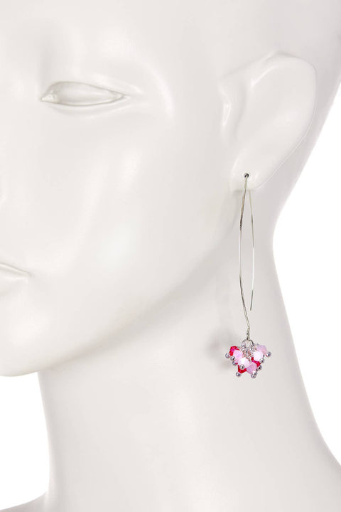 Pink Austrian Crystal Dangle Earrings - SF