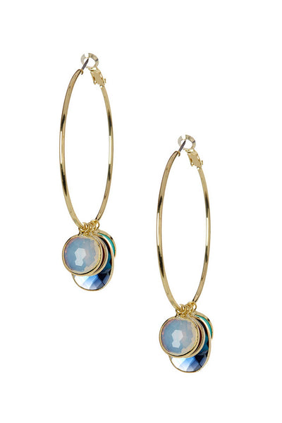 Slide -On Multi Stones Hoop Earrings - GF