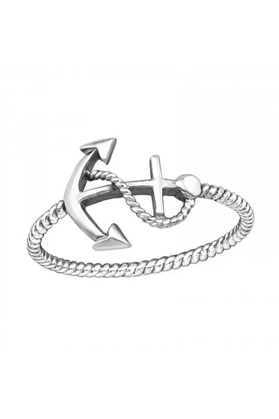 Sterling Silver Anchor Ring - SS