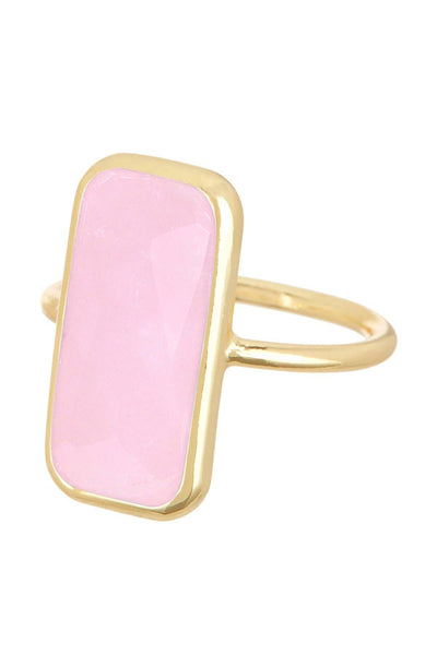 Rose Quartz Rectangle Ring - GF