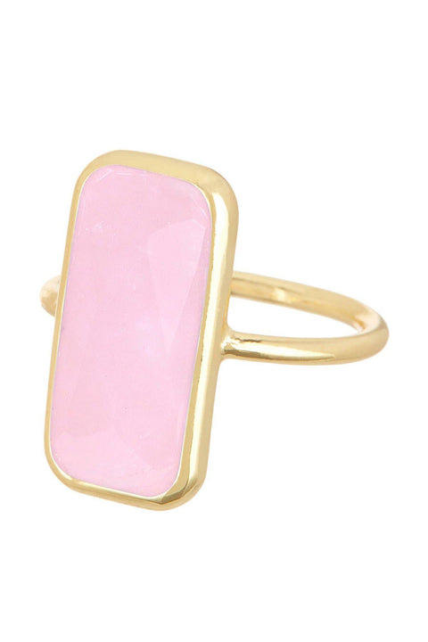 Rose Quartz Rectangle Ring - GF