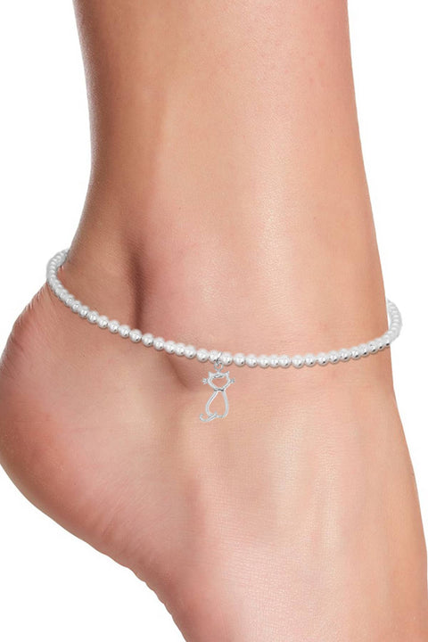 Cat Charm Beaded Anklet - SF