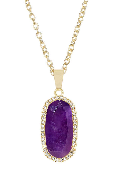 Amethyst Halo Pendant Necklace - GF