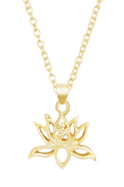 14k Gold Plated Lotus Pendant Necklace - GF