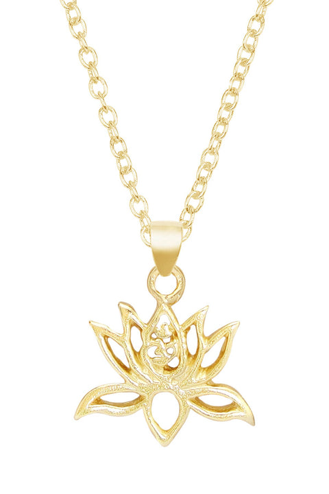 14k Gold Plated Lotus Pendant Necklace - GF