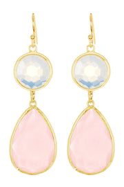 Rose & Moonstone Crystal Drop Earrings - GF