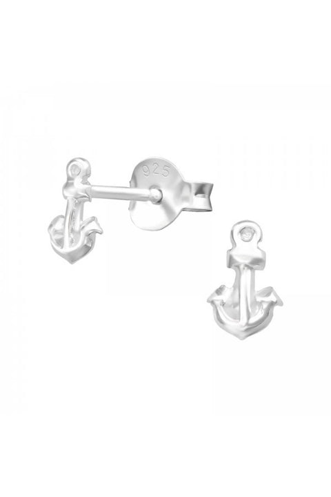 Sterling Silver Anchor Ear Studs - SS