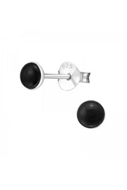 Sterling Silver Round Ear Studs With Imitation Stone - SS