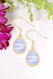 Blue Lace Agate Teardrop Earrings - GF