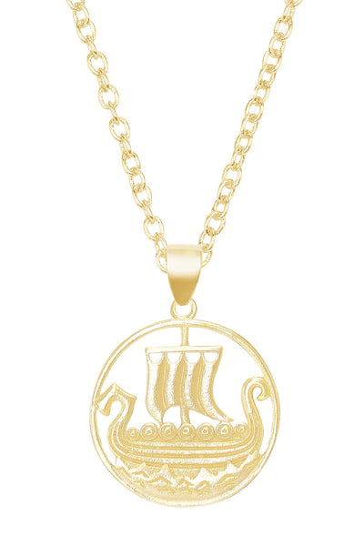 Viking Ship Pendant Necklace - GF