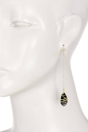Black Crystal Wire Wrapped Dangle Earrings - GF