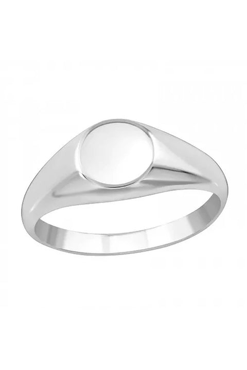 Sterling Silver Round Signet Ring For Engraving - SS