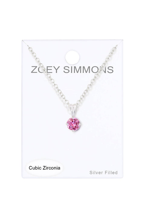 Pink CZ Charm Necklace - SF