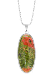 Unakite Oval Pendant Necklace - SF