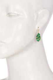 Green Chalcedony Crystal Wire Wrapped Drop Earrings - GF