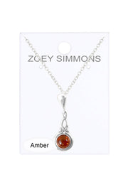 Baltic Amber & Sterling Silver Pendant Necklace - SS