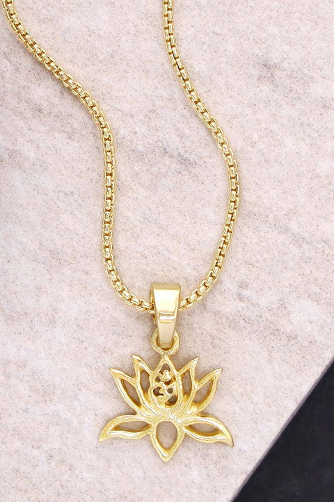 14k Gold Plated Lotus Pendant Necklace - GF