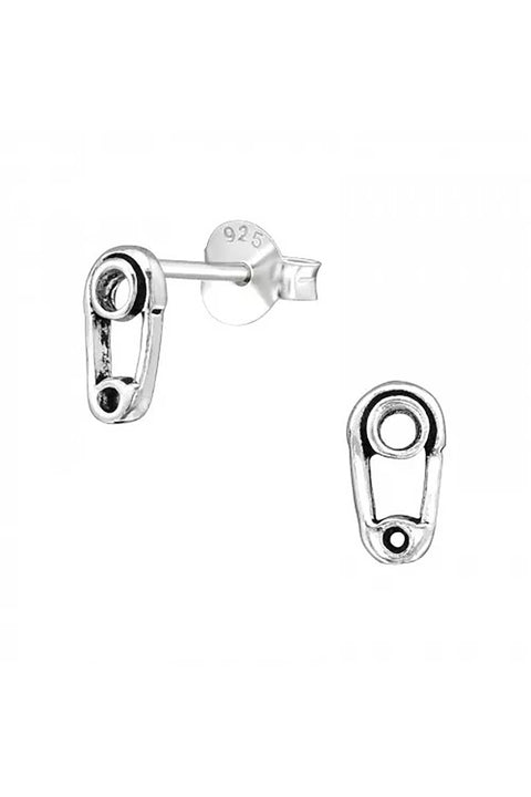 Sterling Silver Safety Pin Ear Studs - SS