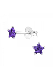 Sterling Silver Star 4mm Ear Studs With Cubic Zirconia - SS