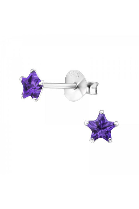 Sterling Silver Star 4mm Ear Studs With Cubic Zirconia - SS