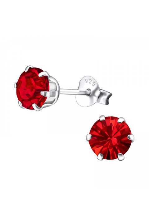 Sterling Silver Round Ear Studs With Genuine Crystals - SS