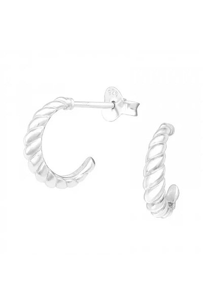 Sterling Silver Half Hoop Ear Studs - SS