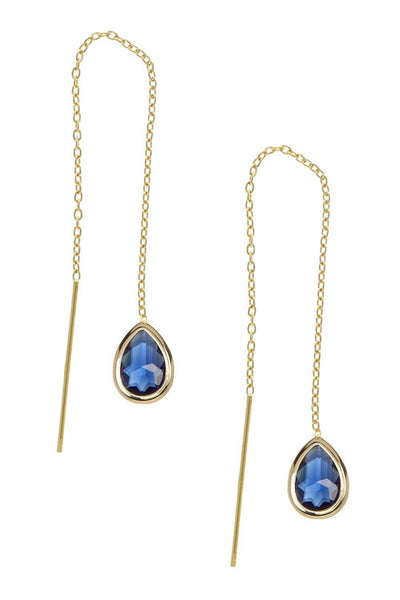 London Blue Crystal Threader Earrings - GF