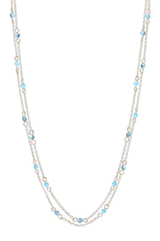 Blue Austrian Crystal Two Strand Necklace - SF