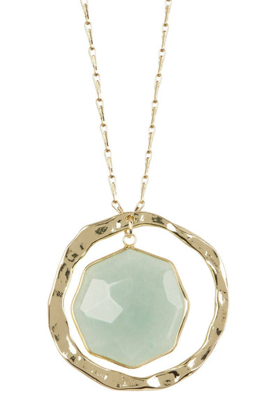 Green Aventurine Framed Briolette Orbit Necklace - GF