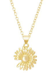 14k Gold Plated Sunflower Pendant Necklace - GF