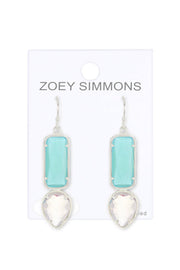 Amazonite & Moonstone Crystal Hanging Post Earrings - SF