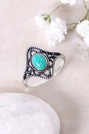 Sterling Silver & Amazonite Filigree Ring - SS