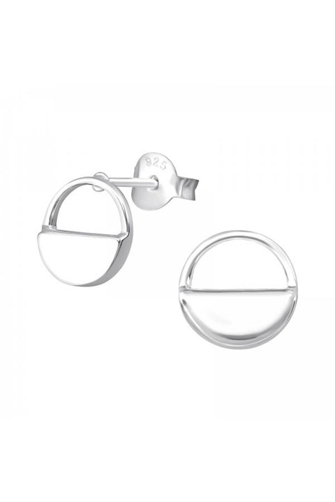 Sterling Silver Semicircle Ear Studs - SS