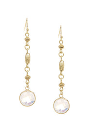 Moonstone Crystal Drop Earrings In Gold - GF