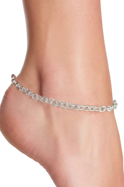 Silver Plated 4mm Cable Chain Anklet - SP