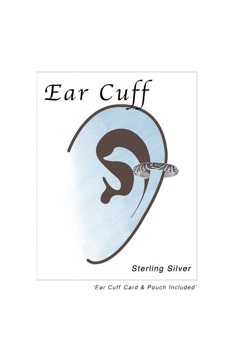 Sterling Silver Blossom Pattern Ear Cuff - SS
