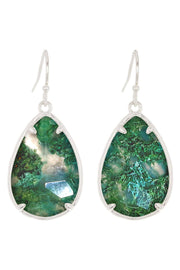 Moss Agate Fancy Cut Drop Earrings - SF