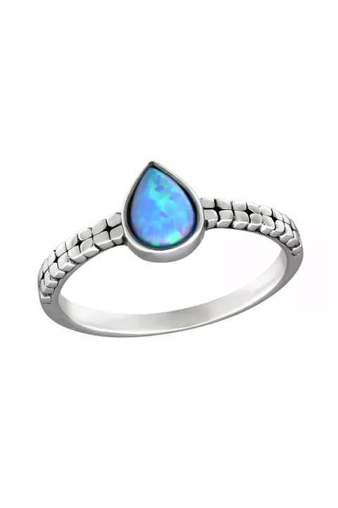 Sterling Silver Ring With Azure Opal - SS