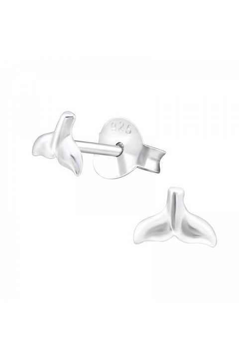 Sterling Silver Whale's Tail Ear Studs - SS