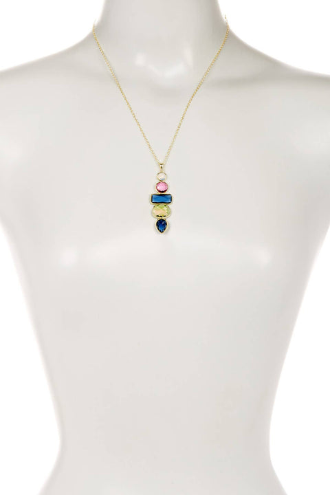 London Blue Crystal & Mixed Crystal Pendant Necklace - GF