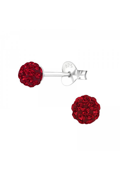Sterling Silver Ball Ear Studs With Genuine Crystals - SS