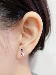 Sterling Silver Snowman Stud Earrings - SS